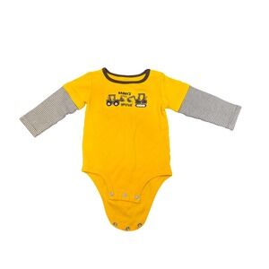 Carters Yellow Long Sleeve Bodysuit 18 Months Excavator Daddy Little Helper